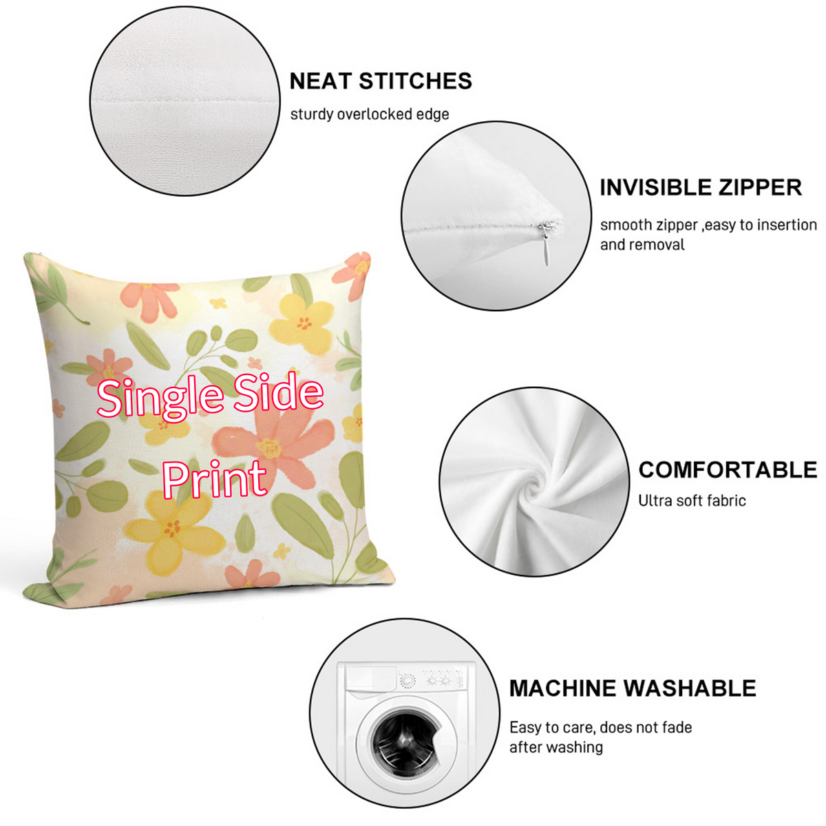 Red Christmas Throw Pillow Covers 18x18 Inch Set of 4, Winter Holiday Xmas Trees Joy Wreath Bow Vintage Truck