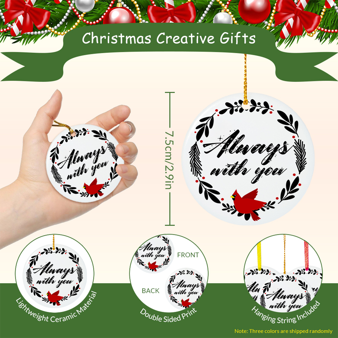 Coworker Gifts for Friends Women - Ceramic Christmas Ornaments 2025 for Tree Decorations