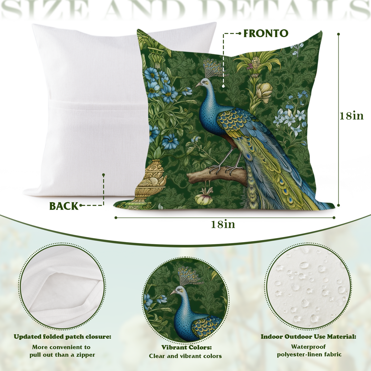 Outdoor Waterproof Easter Pillow Covers Set of 2-18x18 Inch Farmhouse Decor with Bunnies