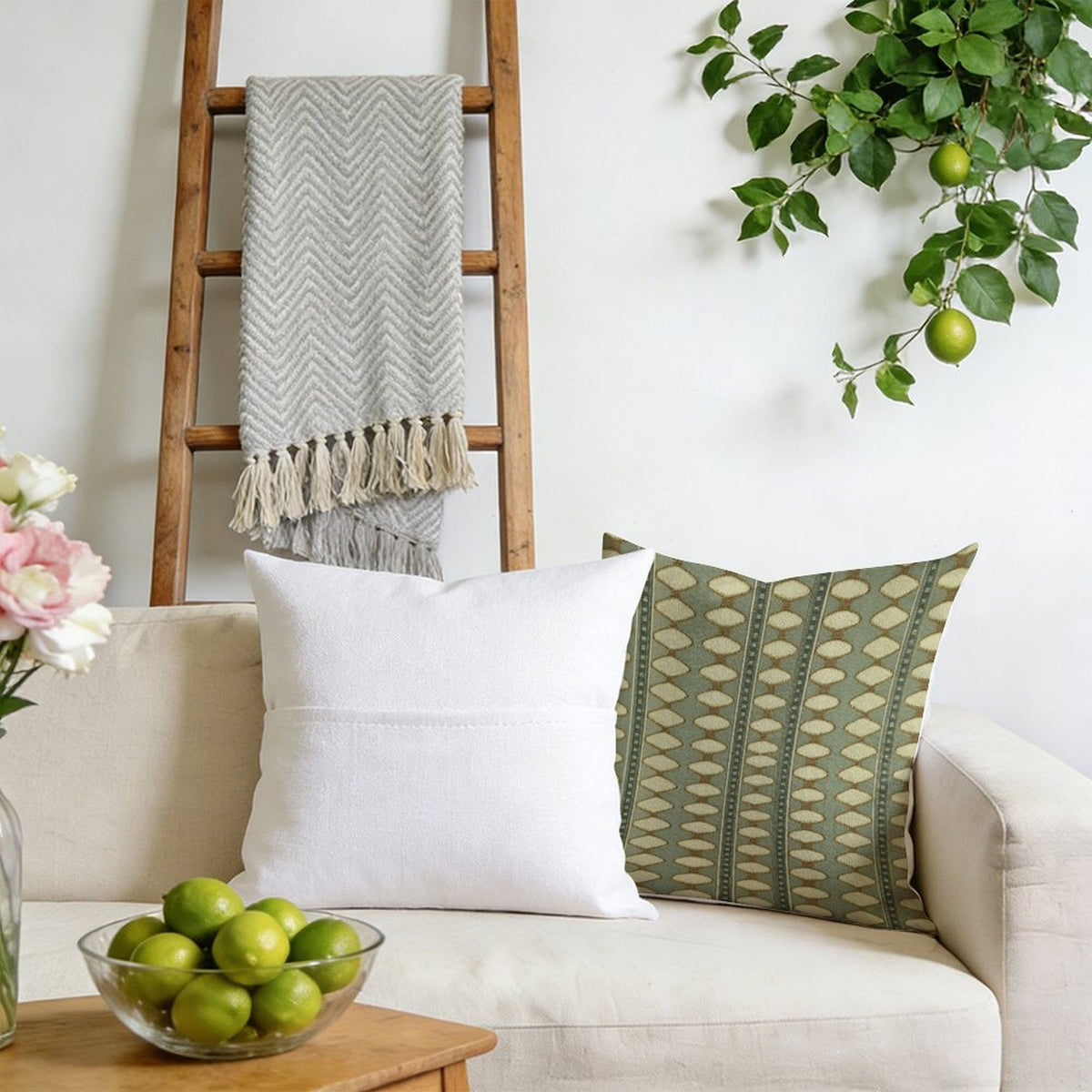 Waterproof Outdoor Throw Pillow Cover, Sage Green Pillow Cover, Rustic Pillow Sham