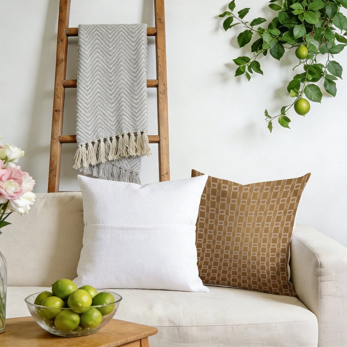 Waterproof Outdoor Throw Pillow Cover, Geometric in Brown Pillow Cover, Rustic Pillow Sham