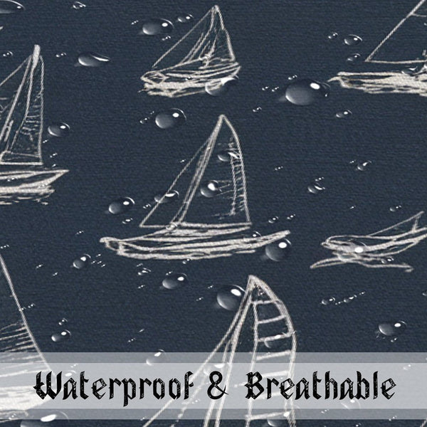 Waterproof Outdoor Throw Pillow Cover, Navy Blue Sail Boats Nautical Rustic Pillow Sham