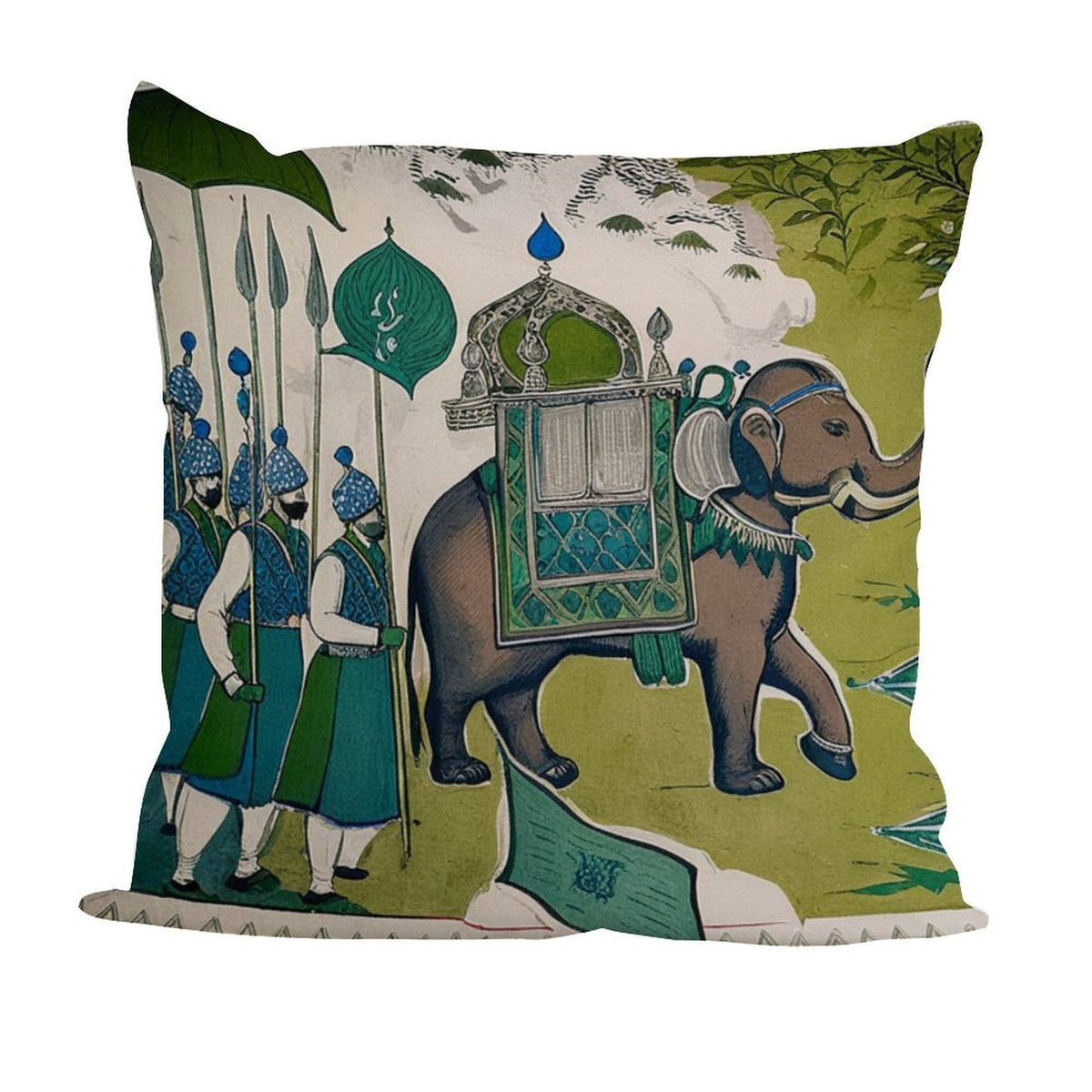 Waterproof Outdoor Throw Pillow Cover, Elephant Teal Cover, Rustic Pillow Sham