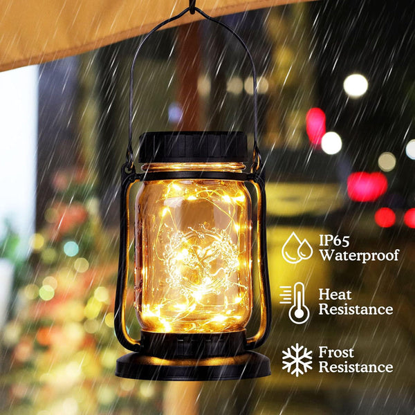 10″ Solar-Powered Set of 4 Integrated LED Outdoor Lantern Weatherproof Garden Patio Hanging Light