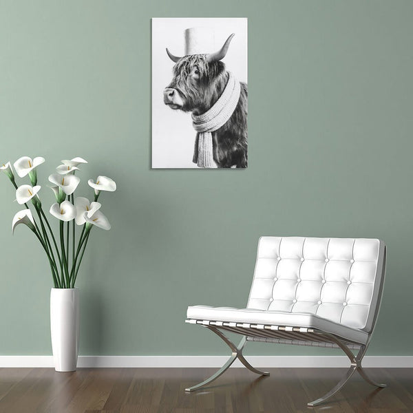 Highland Cow Bathroom Canvas Wall Art Funny Animal Bathroom Wall Art Cow Toilet Paper Bathroom Painting