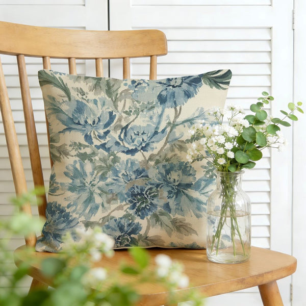 Waterproof Outdoor Throw Pillow Cover, Blue and White Pillow Cover, Rustic Pillow Sham