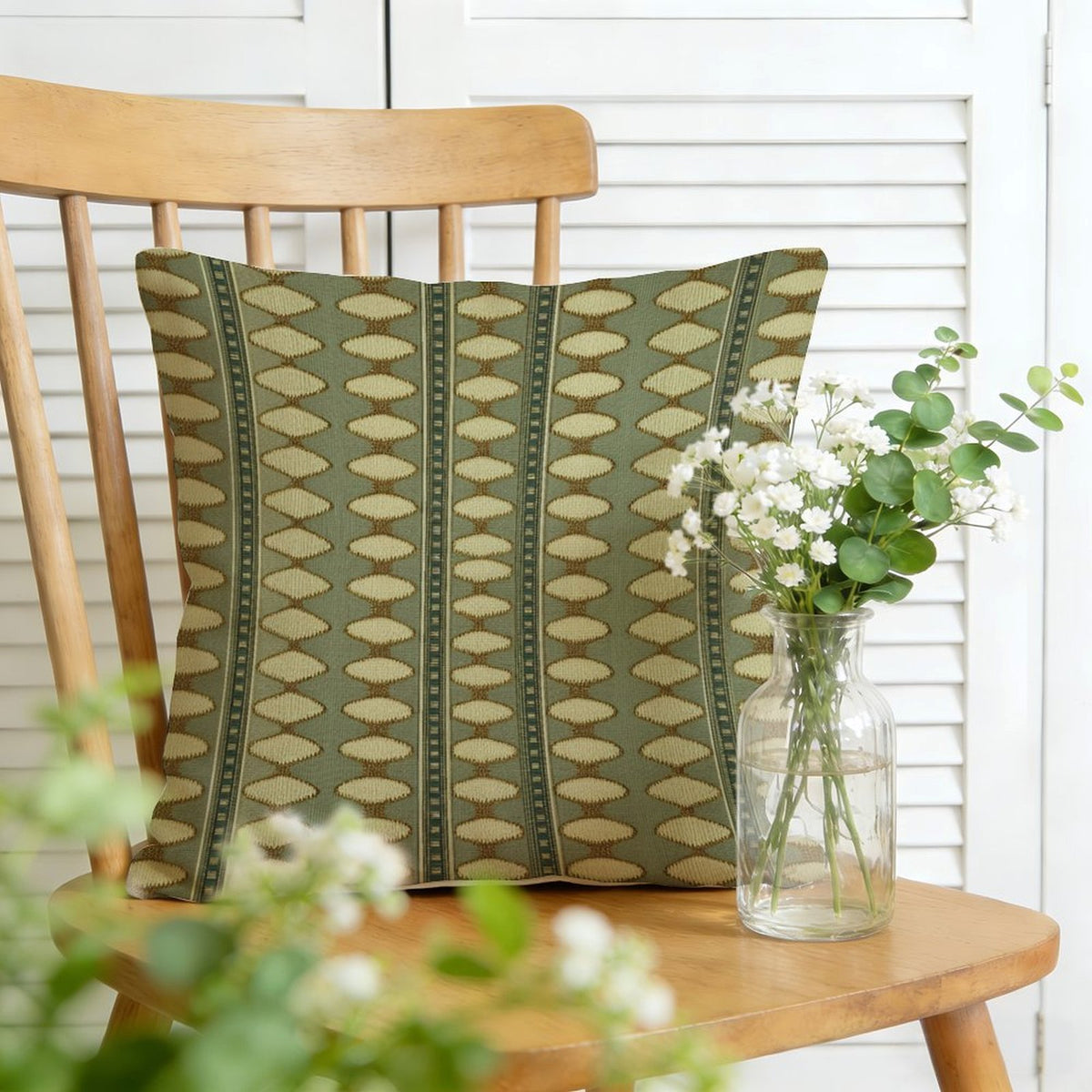 Waterproof Outdoor Throw Pillow Cover, Sage Green Pillow Cover, Rustic Pillow Sham