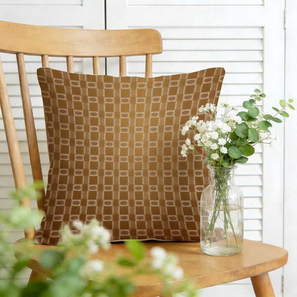Waterproof Outdoor Throw Pillow Cover, Geometric in Brown Pillow Cover, Rustic Pillow Sham
