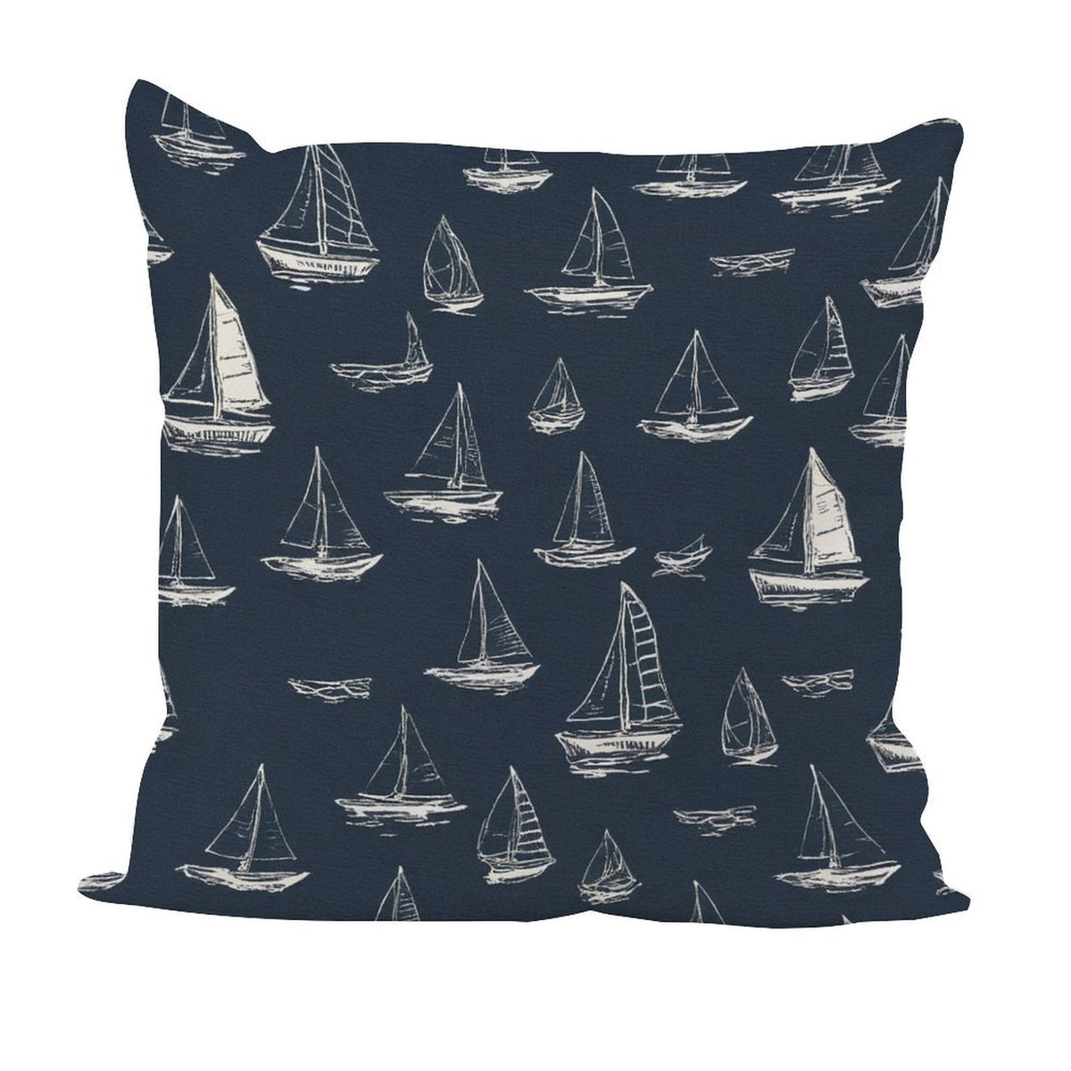 Waterproof Outdoor Throw Pillow Cover, Navy Blue Sail Boats Nautical Rustic Pillow Sham
