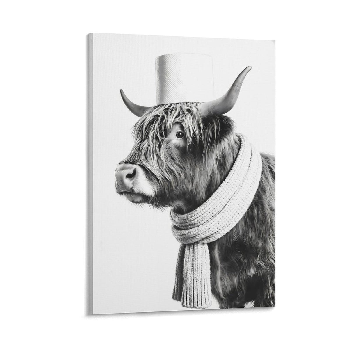 Highland Cow Bathroom Canvas Wall Art Funny Animal Bathroom Wall Art Cow Toilet Paper Bathroom Painting