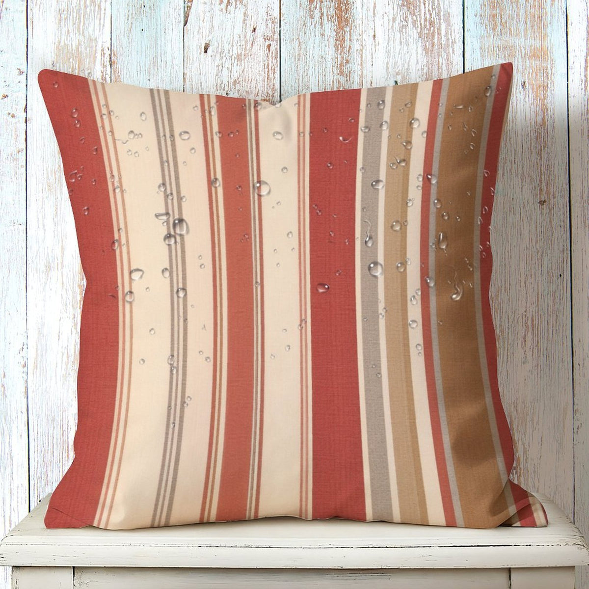 Waterproof Outdoor Throw Pillow Cover, Colorful Stripes Rustic Pillow Sham
