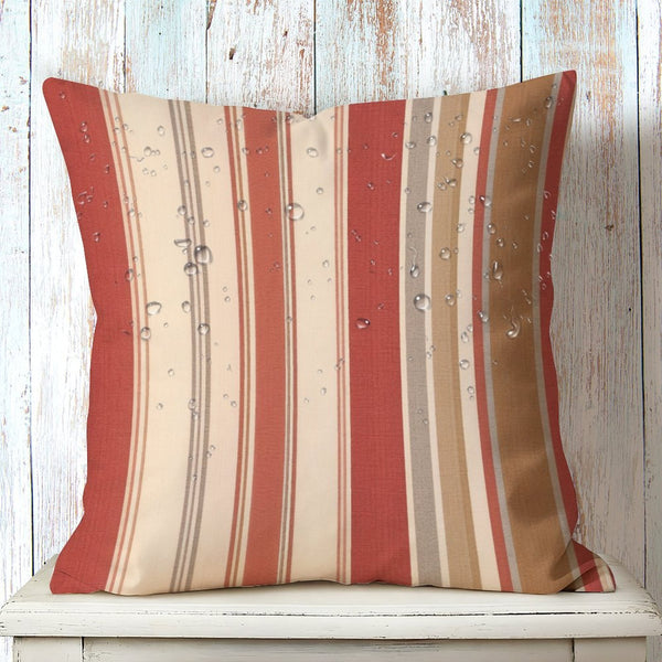Waterproof Outdoor Throw Pillow Cover, Colorful Stripes Rustic Pillow Sham