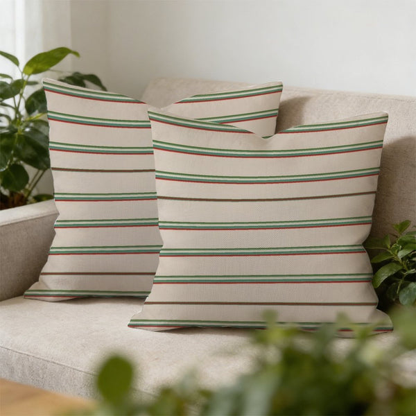 Waterproof Outdoor Throw Pillow Cover, Beige Green and Red Pillow Cover, Rustic Pillow Sham