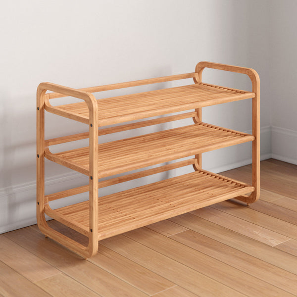 12-Pair Stackable Solid Wood Shoe Rack – Expandable Shoe Storage Organizer