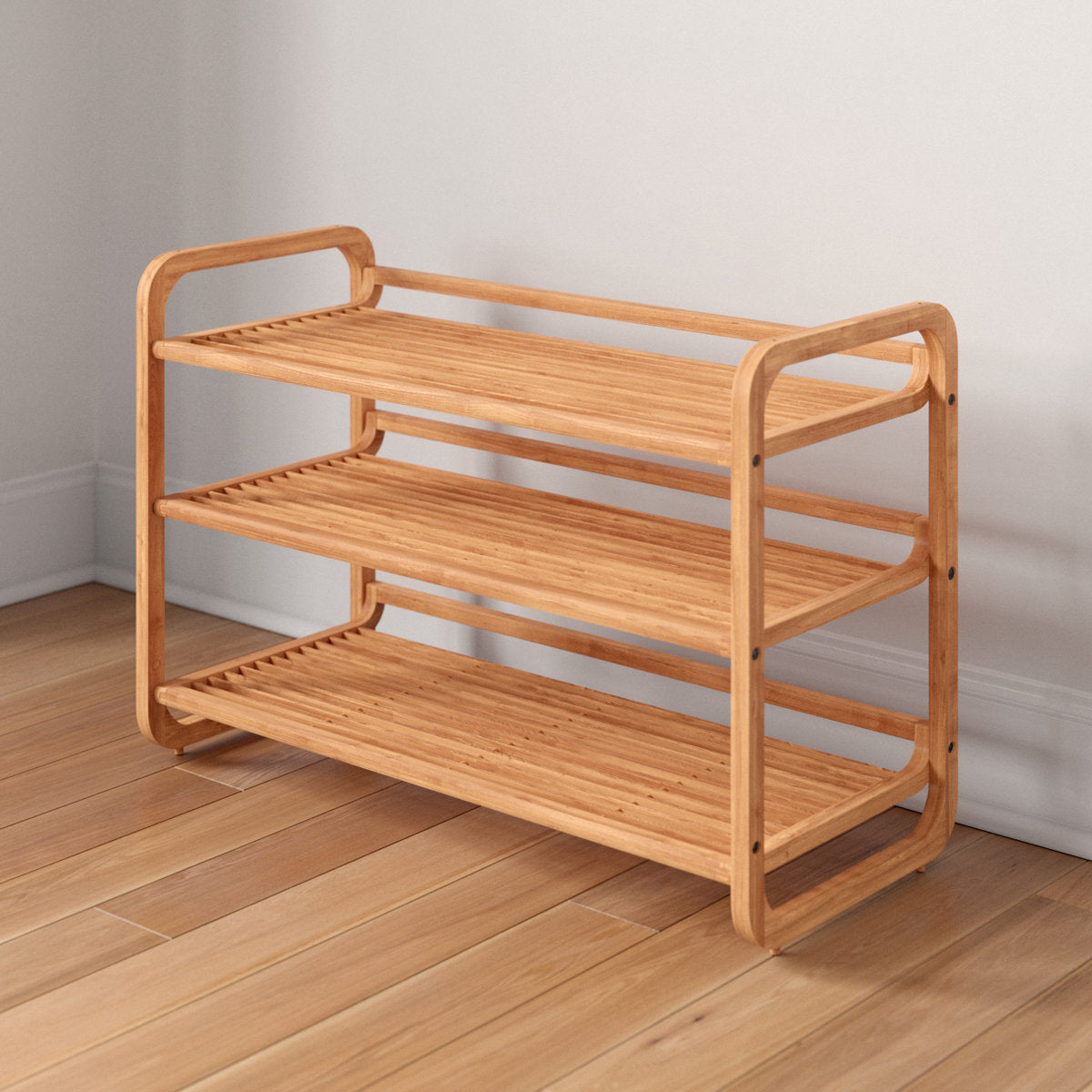 12-Pair Stackable Solid Wood Shoe Rack – Expandable Shoe Storage Organizer