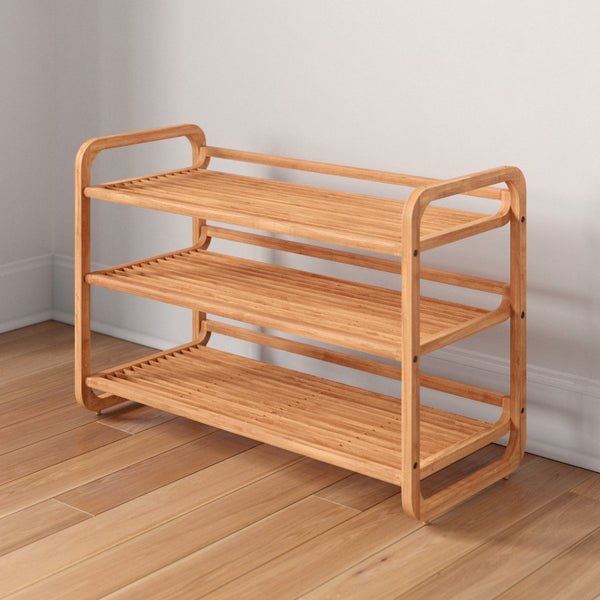 12-Pair Stackable Solid Wood Shoe Rack – Expandable Shoe Storage Organizer