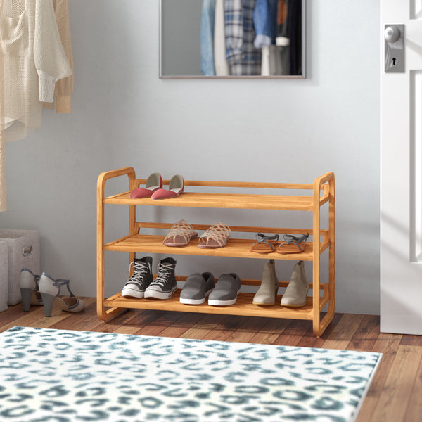 12-Pair Stackable Solid Wood Shoe Rack – Expandable Shoe Storage Organizer