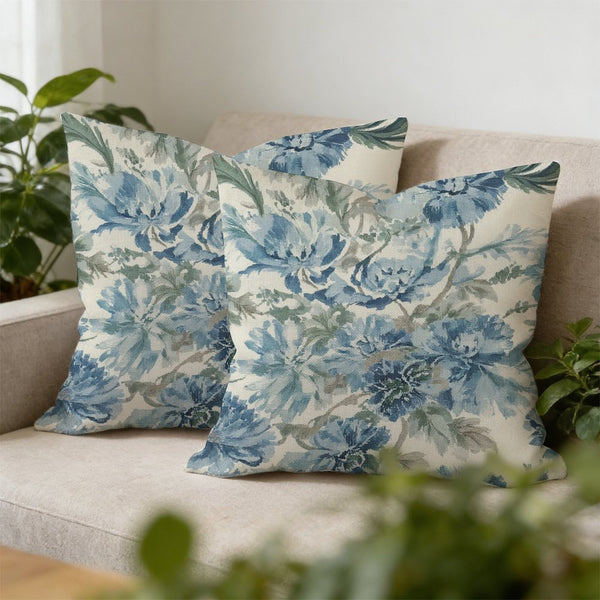 Waterproof Outdoor Throw Pillow Cover, Blue and White Pillow Cover, Rustic Pillow Sham