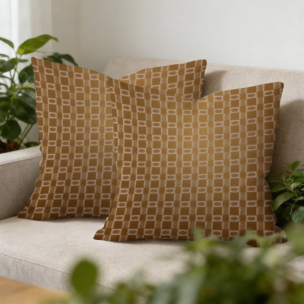 Waterproof Outdoor Throw Pillow Cover, Geometric in Brown Pillow Cover, Rustic Pillow Sham