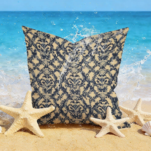 Waterproof Outdoor Throw Pillow Cover, Navy Blue Floral Pillow Cover, Rustic Pillow Sham