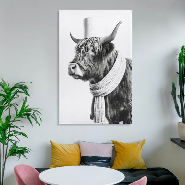 Highland Cow Bathroom Canvas Wall Art Funny Animal Bathroom Wall Art Cow Toilet Paper Bathroom Painting