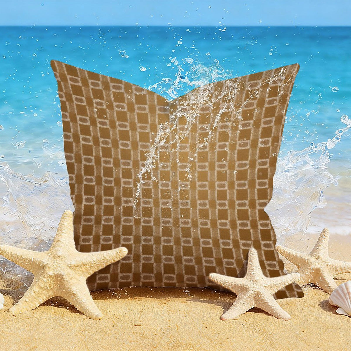 Waterproof Outdoor Throw Pillow Cover, Geometric in Brown Pillow Cover, Rustic Pillow Sham