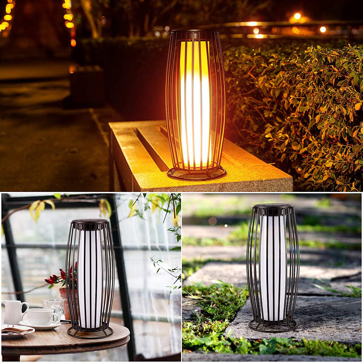 15.35″ Solar Flickering Flame Lanterns for Outdoor Use – Upgraded Waterproof Hanging Lights