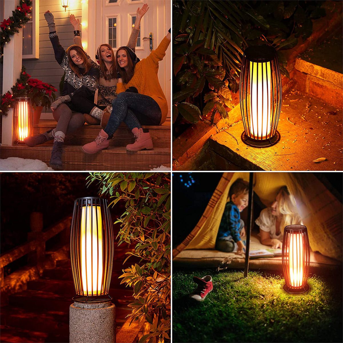 15.35″ Solar Flickering Flame Lanterns for Outdoor Use – Upgraded Waterproof Hanging Lights