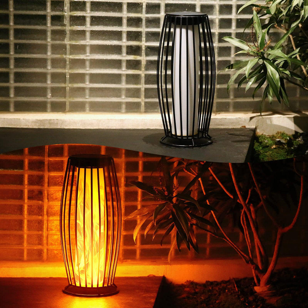 15.35″ Solar Flickering Flame Lanterns for Outdoor Use – Upgraded Waterproof Hanging Lights