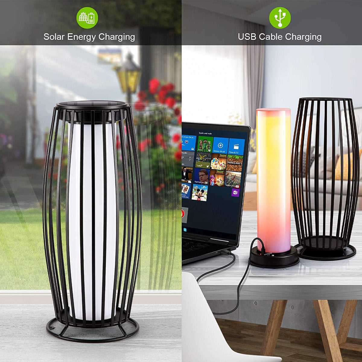 15.35″ Solar Flickering Flame Lanterns for Outdoor Use – Upgraded Waterproof Hanging Lights