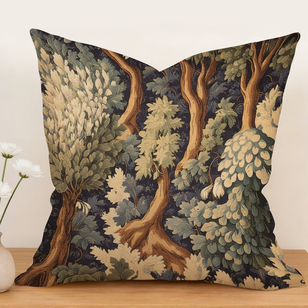 Waterproof Outdoor Throw Pillow Cover, Thibaut Pagoda Trees in Green and Blue, Vintage Home Decor,