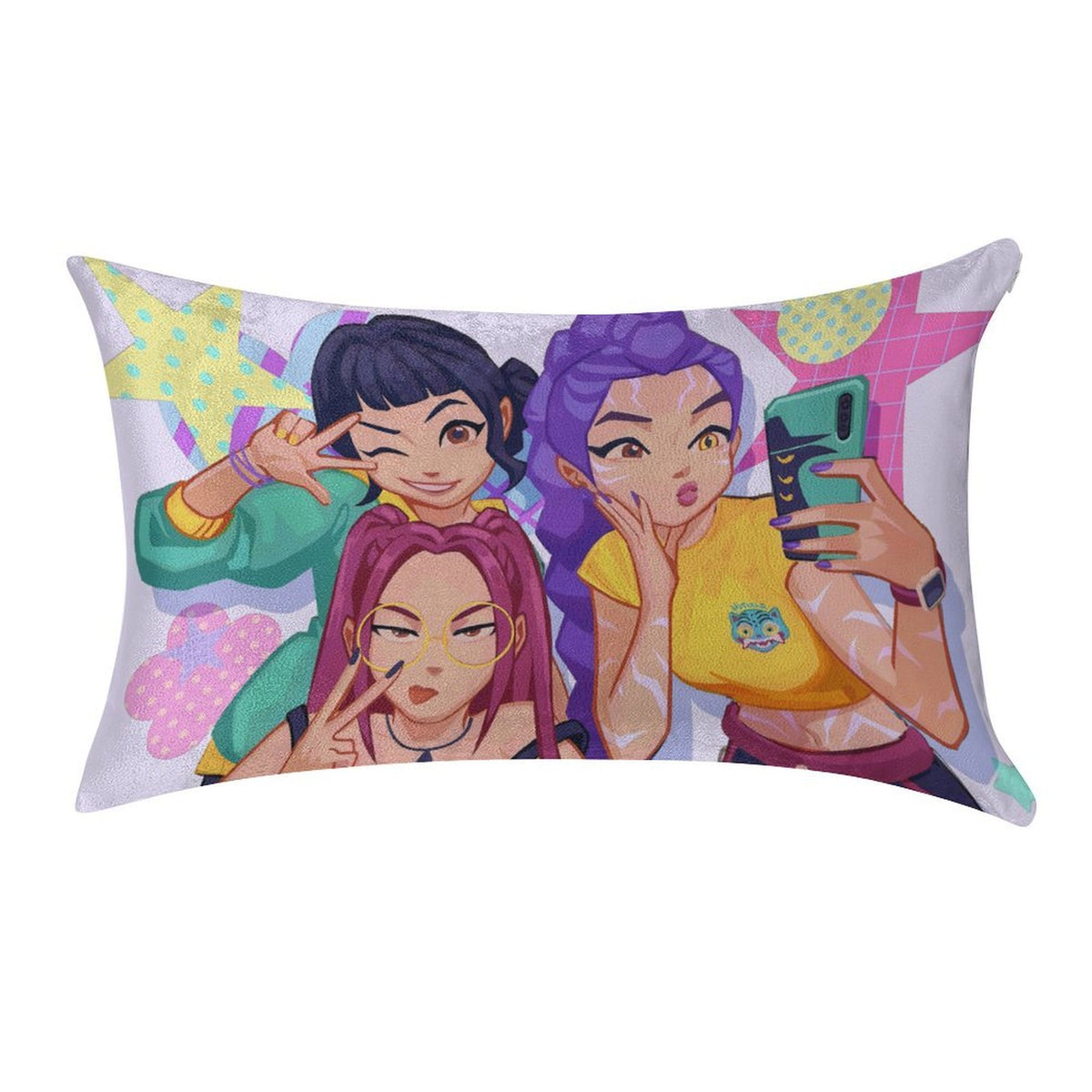 Kpop Demon Monster Soft Plush Body Pillow Cover 12"x20" – Ultra Soft Short Plush Long Pillowcase with Hidden Zipper, Single-Sided Print, Decorative Cushion Cover for Sofa, Bed, and Home Decor