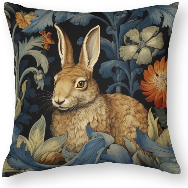 2Pack William Morris Rabbit Throw Pillow Covers Floral Art Nouveau Home Decor Chinoiserie Pillowcase 18x18 Inch 1-Sided Print
