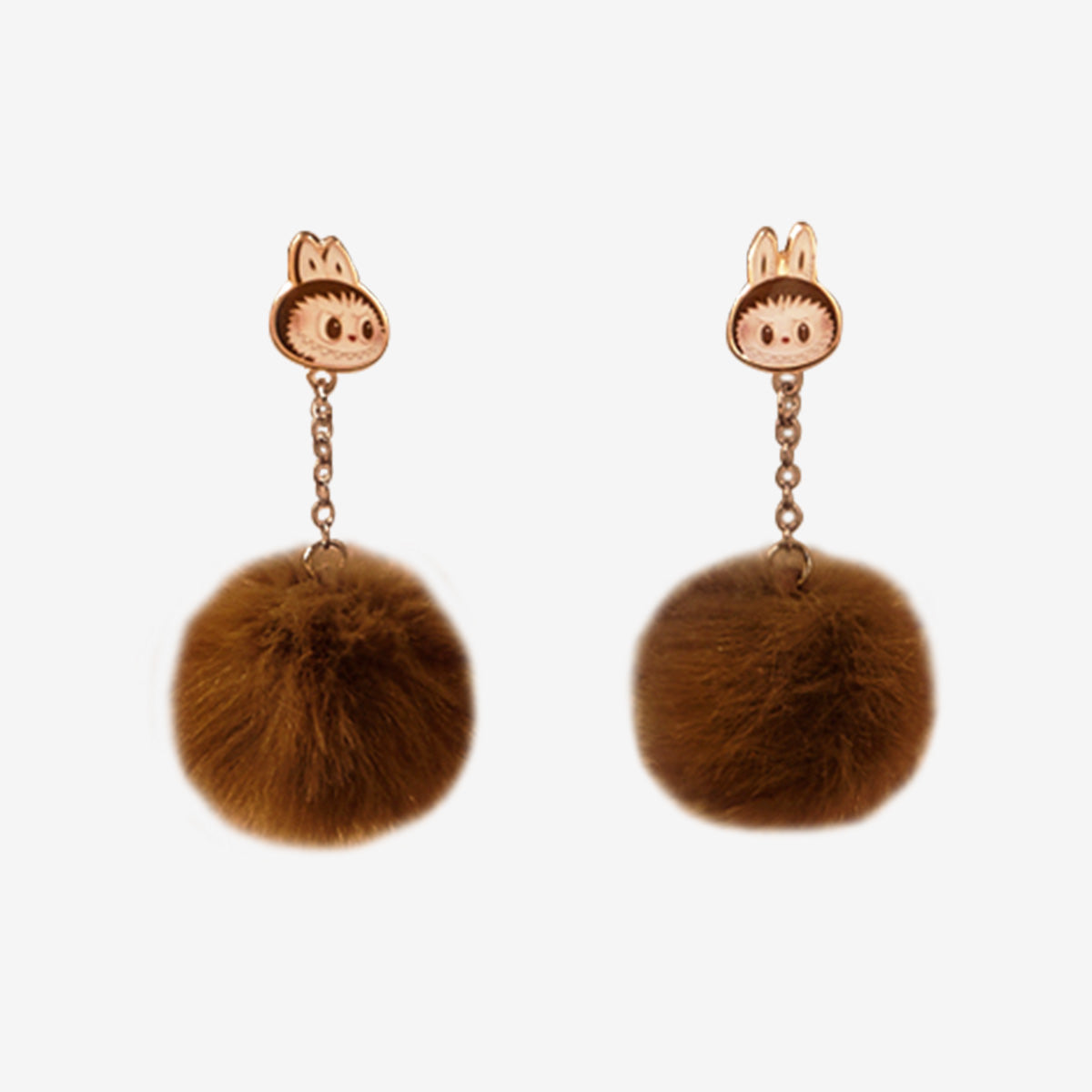 Warm Fluffy Holiday Series LABUBU Pompom Earring
