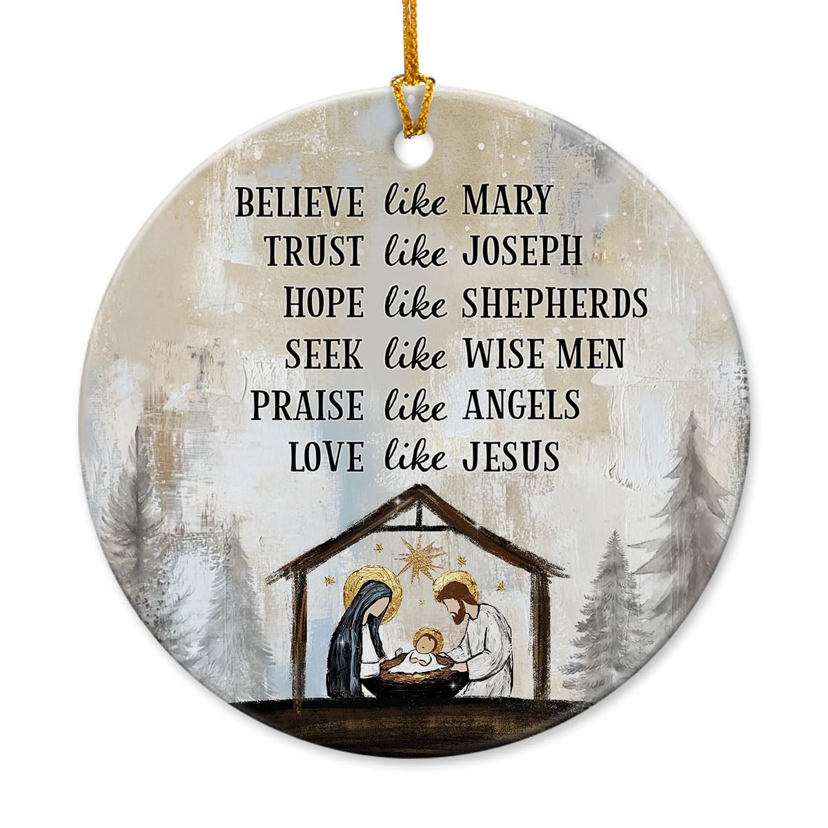 2025 Nativity Christmas Ornaments - Believe Like Mary Trust Like Joseph Jesus Christmas Decorations