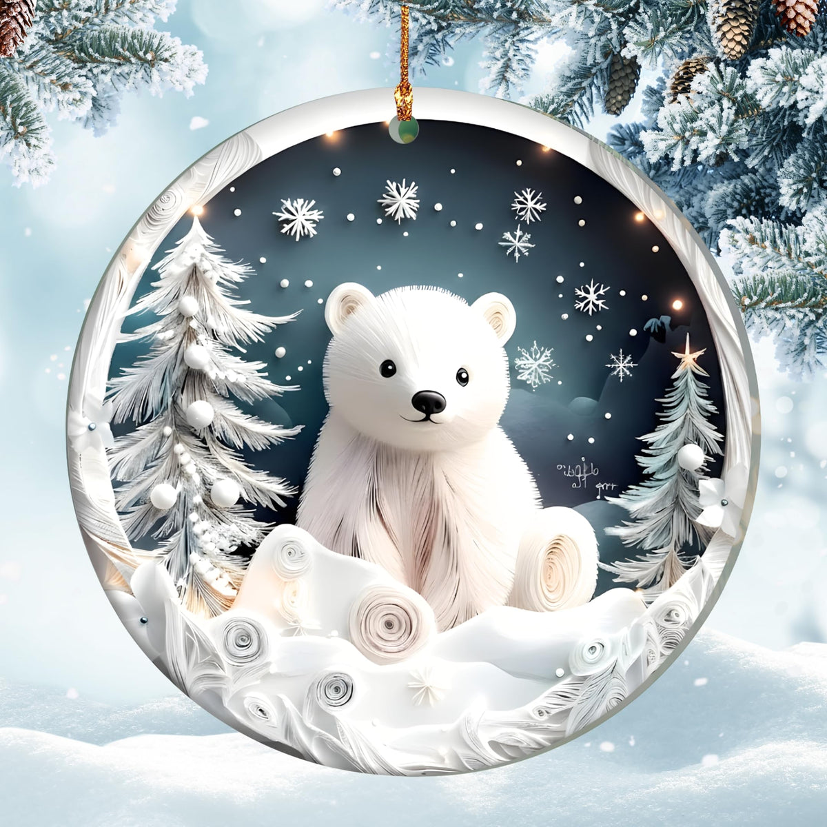 2025 Polar Bear Christmas Ornament – White Winter Wonderland Ornament– Dated Ornament 2025