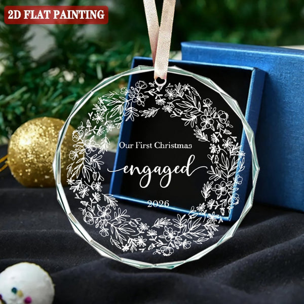 Our First Christmas Ornament, Engaged, Glass Wedding Christmas Ornament