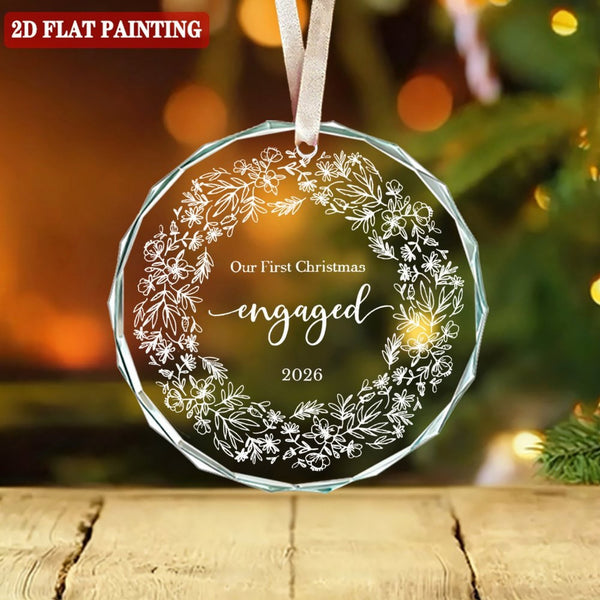 Our First Christmas Ornament, Engaged, Glass Wedding Christmas Ornament