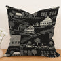 Waterproof Outdoor Throw Pillow Cover, Black Toile Print Pillow Cover, Rustic Pillow Sham