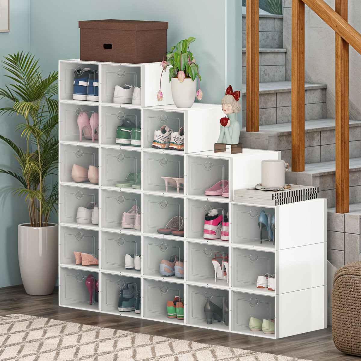 24-Pair Shoe Storage Boxes (Set of 24) – Clear Stackable Shoe Organizer Containers