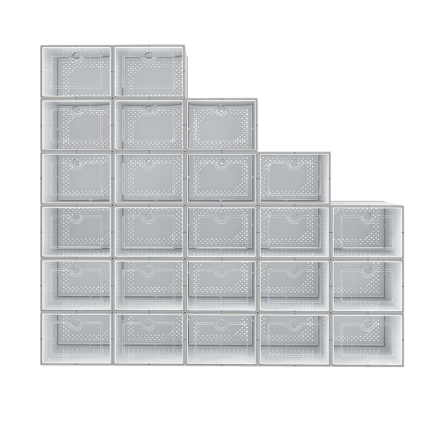 24-Pair Shoe Storage Boxes (Set of 24) – Clear Stackable Shoe Organizer Containers