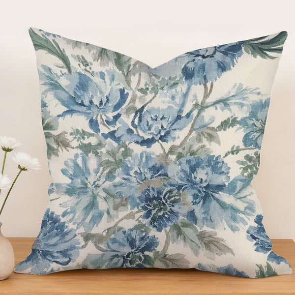 Waterproof Outdoor Throw Pillow Cover, Blue and White Pillow Cover, Rustic Pillow Sham