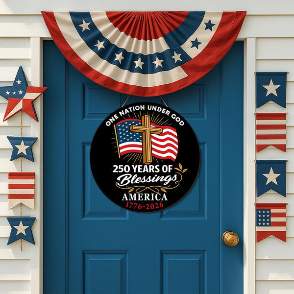 250 Anniversary America Door Sign 4th of July US National Flag 250 Years We the People Wreath Patriotic Independence Wooden Wall Decor (Copy)