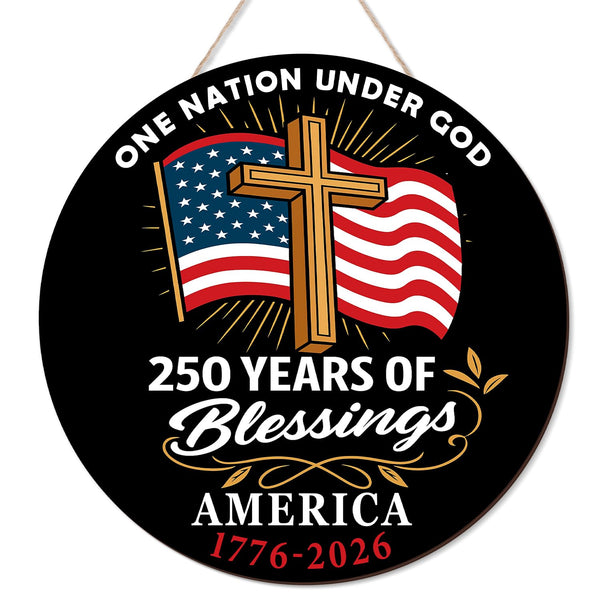250 Anniversary America Door Sign 4th of July US National Flag 250 Years We the People Wreath Patriotic Independence Wooden Wall Decor (Copy)