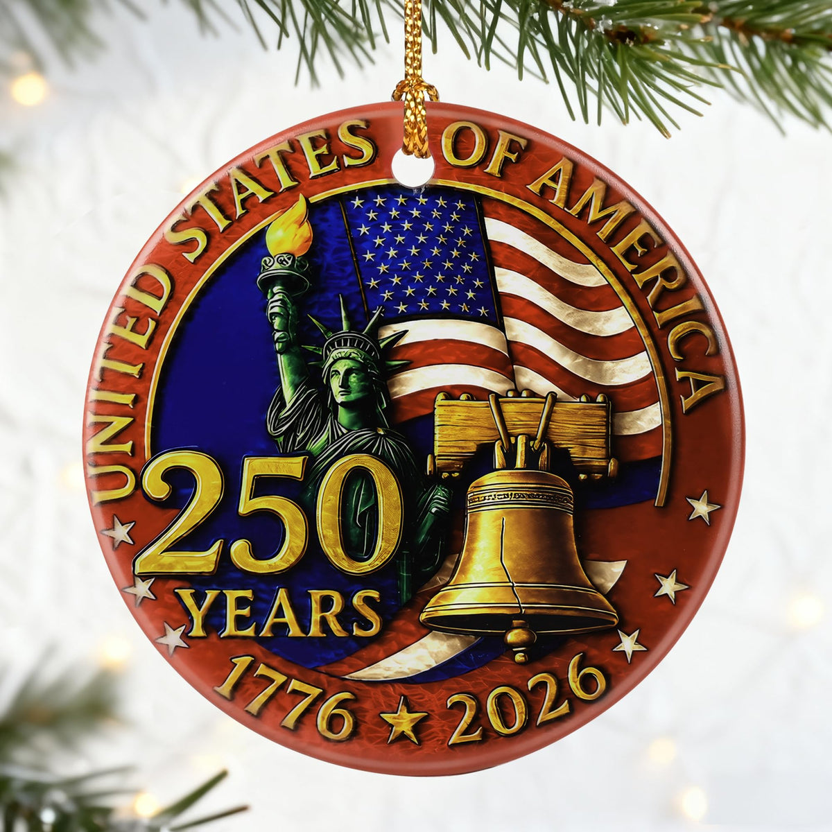 250 Years of America Ornament | Independence Day, July 4 Decor, Christmas Ornaments