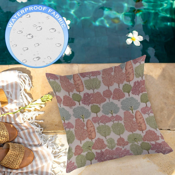 Waterproof Outdoor Throw Pillow Cover, Sunset tree forest Decorative Cover, Rustic Pillow Sham