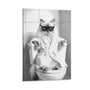 Cat Bathroom Canvas Wall Art Funny Animal Bathroom Wall Art Ragdoll Cat on the Toilet Bathroom Painting