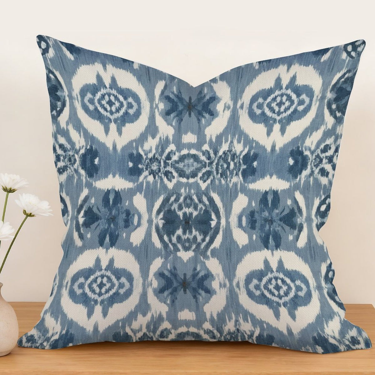 Waterproof Outdoor Throw Pillow Cover, Blue and White Pillow Cover, Rustic Pillow Sham