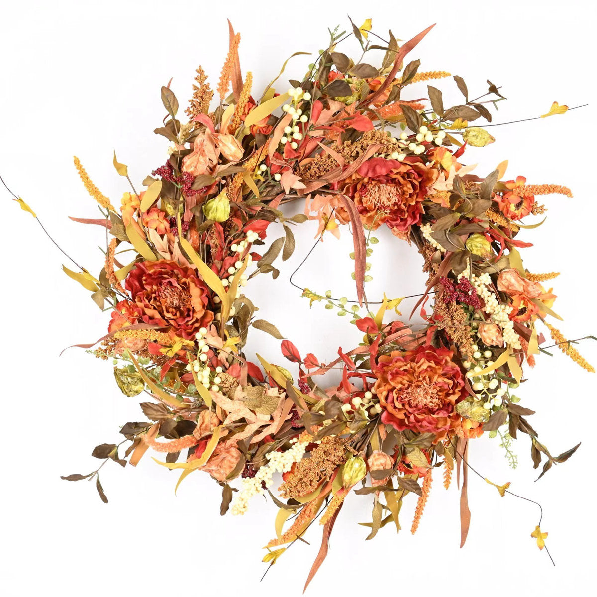 26" Fall Thanksgiving Day Peony Floral Wreath for Front Door