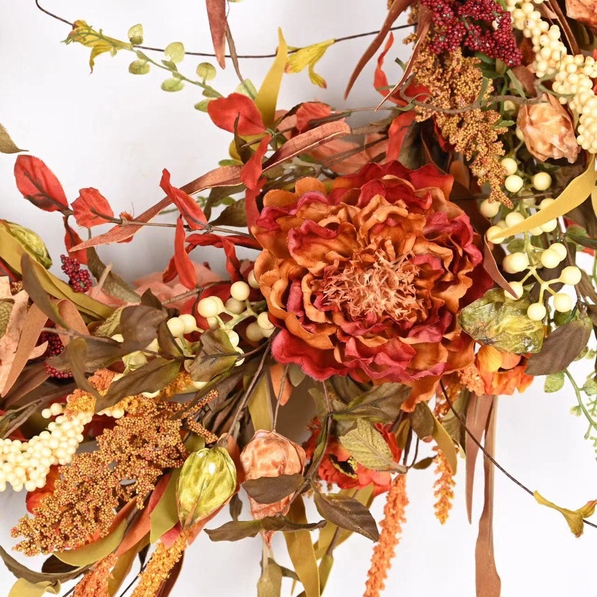 26" Fall Thanksgiving Day Peony Floral Wreath for Front Door